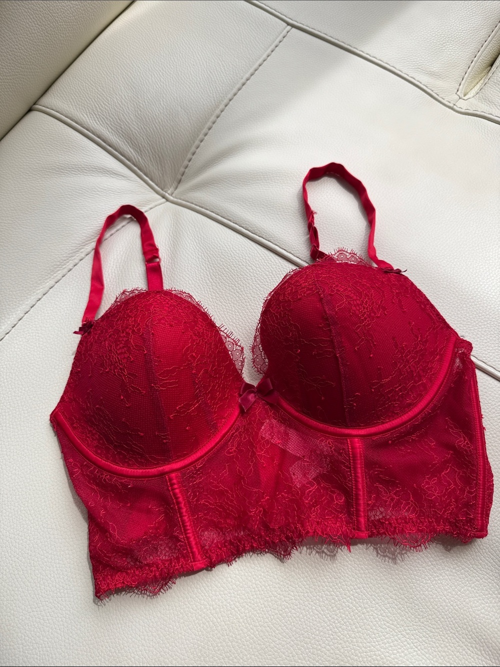 Victoria's Secret Red Lace Longline Lined Lace Bra